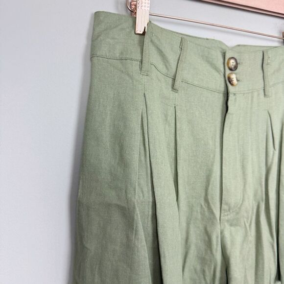 EASEL | NEW Olive Green High Waisted Linen Shorts Women’s Size Medium & Large - Picture 2 of 9